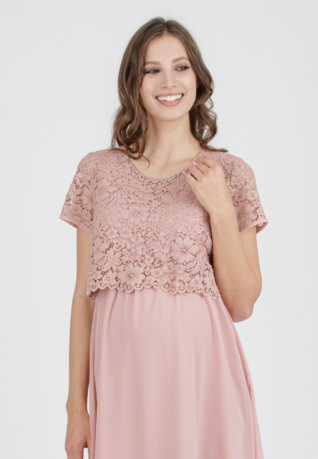 festliches Umstandskleid - Stillkleid mit Spitze "Eleonora" rosa