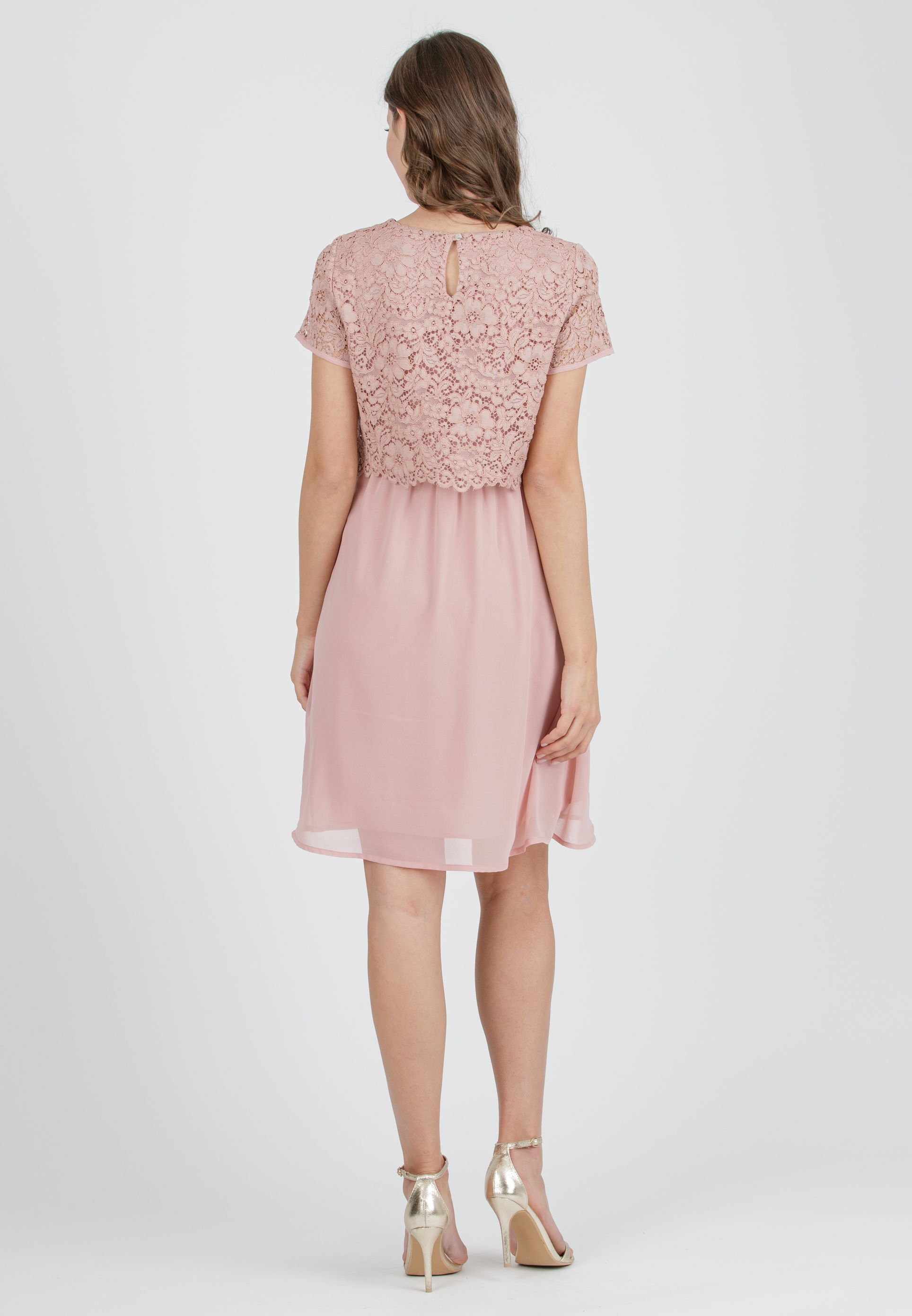 festliches Umstandskleid - Stillkleid mit Spitze "Eleonora" rosa