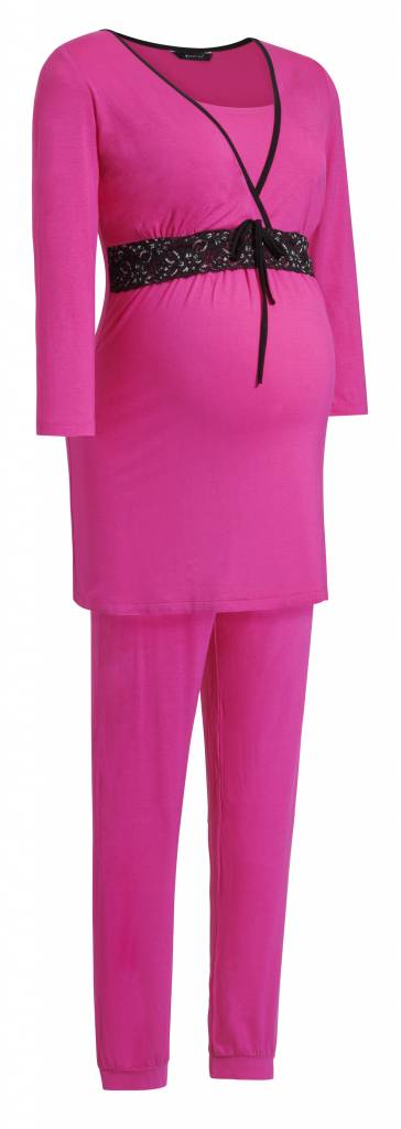 pinker Umstandspyjama Spitze